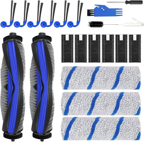 قطع غيار لمكنسة ECOVACS DEEBOT X11 OmniCyclone/X11 Pro Omni /X9 Pro Omni/T80S Omni Robot Vacuum، مجموعة الملحقات: فرشتان رئيسيتان، 6 مرشحات، 3 وسادات ممسحة دوارة، 6 فرش جانبية، 3 أدوات in Kuwait