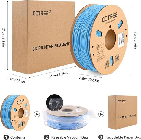 CCTREE ASA Filament 1.75 مم، مقاومة للأشعة فوق البنفسجية، مادة عالية القوة ومقاومة للطقس للمطبوعات الخارجية المتينة، خيوط طابعة ثلاثية الأبعاد 1 كجم (2.2 رطل) بكرة، دقة +/- 0.03 مم، أزرق سماوي in Kuwait