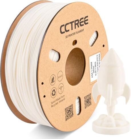 CCTREE ASA Filament 1.75 مم، مقاومة للأشعة فوق البنفسجية، مادة عالية القوة ومقاومة للطقس للمطبوعات الخارجية المتينة، خيوط طابعة ثلاثية الأبعاد 1 كجم (2.2 رطل) بكرة، دقة الأبعاد +/- 0.03 مم، أبيض in Kuwait