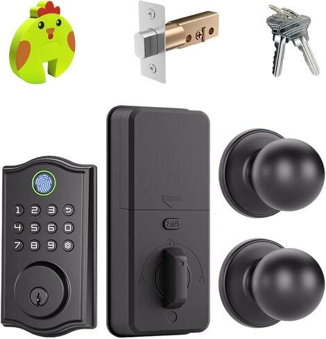 Smart Door Lock with Fingerprint, Keypad, Keyless with 3-Way Entry, Auto-Lock, Long Battery Life, Easy DIY Install (with 2 Doorknobs) in Saudi Arabia