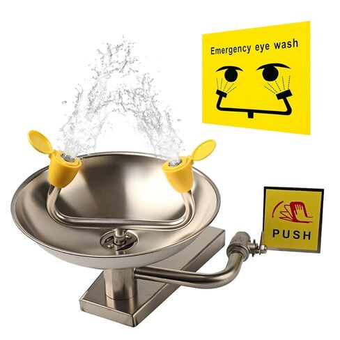 Eye Wash Station Emergency Wall-Mounted, OSHA Approved, 304 Stainless Steel Eye Wash Station, Portable First Aid Eyewash Station Eye Irrigation Sign & Enlarged Basin in Saudi Arabia