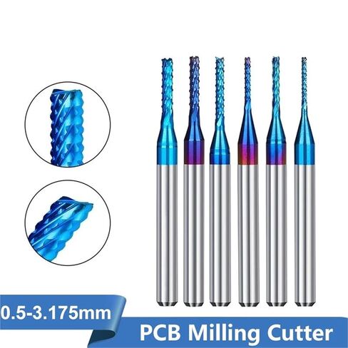 Carbide Corn End Mill 0.5-3.175mm Shank PCB Milling Cutter Blue Coated CNC Cutting Tools 1Pcs(1.2mm) in Saudi Arabia