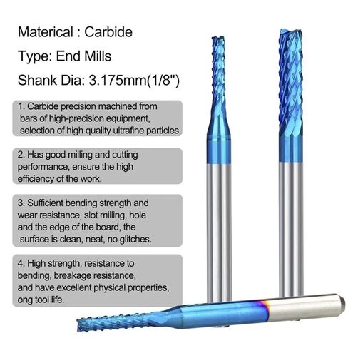 Carbide Corn End Mill 0.5-3.175mm Shank PCB Milling Cutter Blue Coated CNC Cutting Tools 1Pcs(1.2mm) in Saudi Arabia