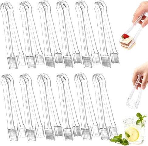 10 Pcs Clear Plastic Serving Tongs, 6.3 Inch Small Disposable Plastic Tongs for Food, Buffet, Party, Salad, Ice, Candy, Appetizer, Catering, Easy to Hold and Clean in Kuwait