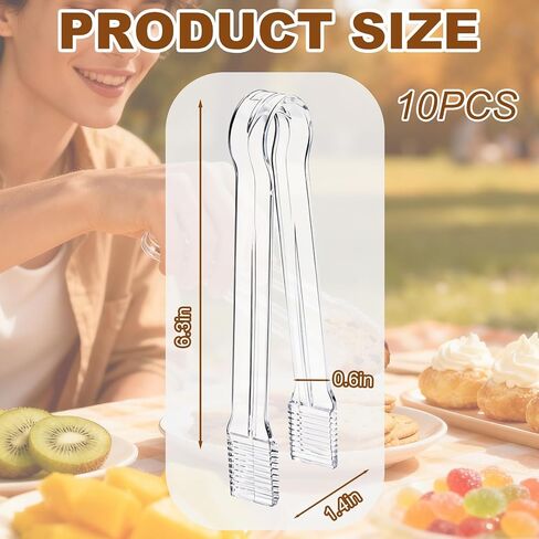 10 Pcs Clear Plastic Serving Tongs, 6.3 Inch Small Disposable Plastic Tongs for Food, Buffet, Party, Salad, Ice, Candy, Appetizer, Catering, Easy to Hold and Clean in Kuwait