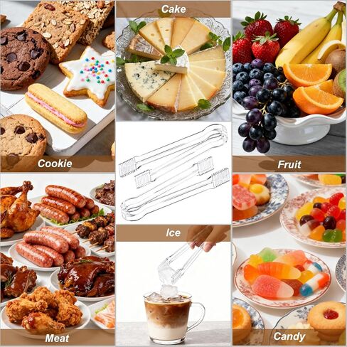 10 Pcs Clear Plastic Serving Tongs, 6.3 Inch Small Disposable Plastic Tongs for Food, Buffet, Party, Salad, Ice, Candy, Appetizer, Catering, Easy to Hold and Clean in Kuwait