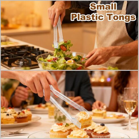 10 Pcs Clear Plastic Serving Tongs, 6.3 Inch Small Disposable Plastic Tongs for Food, Buffet, Party, Salad, Ice, Candy, Appetizer, Catering, Easy to Hold and Clean in Kuwait