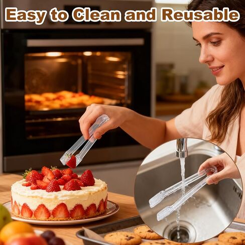 10 Pcs Clear Plastic Serving Tongs, 6.3 Inch Small Disposable Plastic Tongs for Food, Buffet, Party, Salad, Ice, Candy, Appetizer, Catering, Easy to Hold and Clean in Kuwait