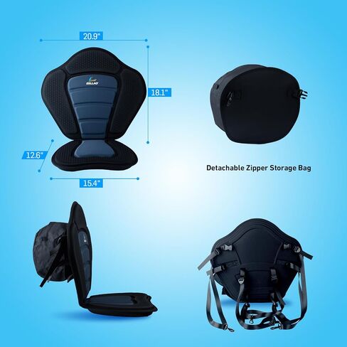 مقعد الكاياك الفاخر على شكل لوح مجداف مع حقيبة تخزين قابلة للفصل، دعم خلفي مبطن، وسادة مقعد سميكة، 4 أشرطة قابلة للتعديل لقوارب الكاياك، القارب المبطن، SUP، الزورق، قارب الصيد in Kuwait