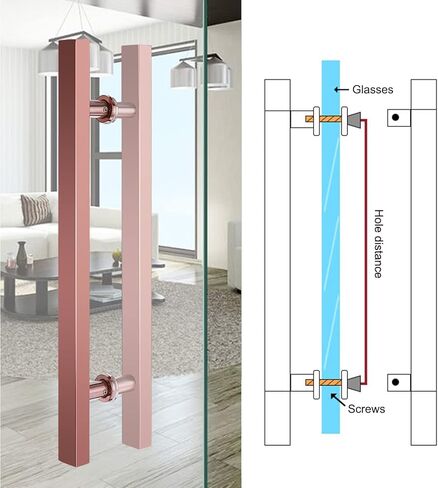 Commercial Push Pull Modern Glass Door Handles,Modern Barn Door Handle for Shower Door,Modern Square Double Sided Door Handle (Color:Black,Size:120cm(471/4")*80cm) in Saudi Arabia