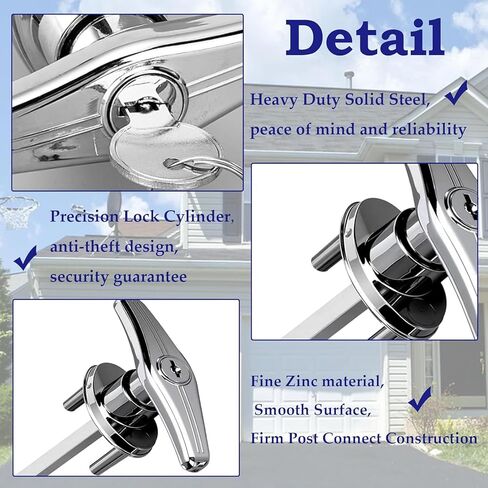 Durability T Handle Garage Zincs Alloys 2 Included Smooth Surfaces for Long Terms Rusts T Handle in Saudi Arabia