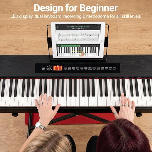 بيانو رقمي MOSEN مزود بـ 88 مفتاحًا ومطرقة لوحة مفاتيح مرجحة، مجموعة لوحة مفاتيح إلكترونية مع حامل، 128 نغمة، 128 تعدد الأصوات، 88 أغنية تجريبية، تسجيل ووضع لوحة مفاتيح مزدوجة، دواسة مستدامة، مسند للموسيقى in Kuwait