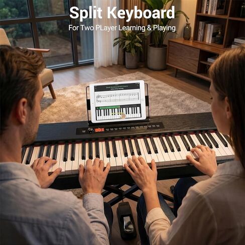 بيانو رقمي MOSEN مزود بـ 88 مفتاحًا ومطرقة لوحة مفاتيح مرجحة، مجموعة لوحة مفاتيح إلكترونية مع حامل، 128 نغمة، 128 تعدد الأصوات، 88 أغنية تجريبية، تسجيل ووضع لوحة مفاتيح مزدوجة، دواسة مستدامة، مسند للموسيقى in Kuwait