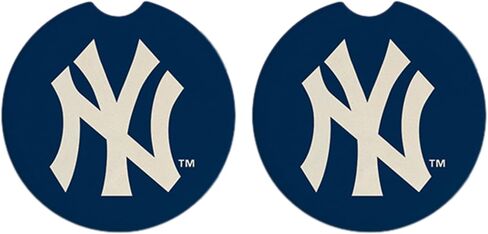 Yankees Set of 2 Car Coasters by Magnolia Lane- Removable Absorbent Ceramic Stone for Cup Holders- Ideal Gift for Every New York Baseball Fan - Show Your Baseball Team Spirit in Saudi Arabia