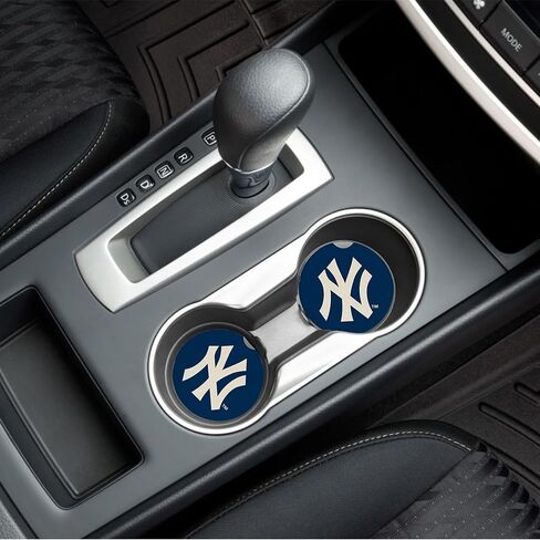 Yankees Set of 2 Car Coasters by Magnolia Lane- Removable Absorbent Ceramic Stone for Cup Holders- Ideal Gift for Every New York Baseball Fan - Show Your Baseball Team Spirit in Saudi Arabia