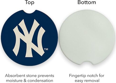 Yankees Set of 2 Car Coasters by Magnolia Lane- Removable Absorbent Ceramic Stone for Cup Holders- Ideal Gift for Every New York Baseball Fan - Show Your Baseball Team Spirit in Saudi Arabia