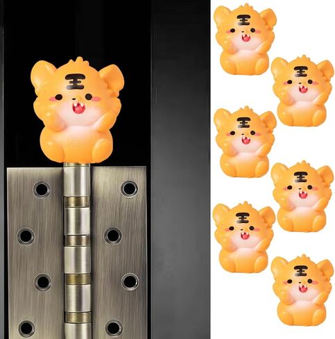 Cute Mini Creative The Orange Little Tiger Hinge Heads Decorative Topper Set 6PCS, Home Decoration,Magnetic Hinge Head Toppers Door Hinge in Saudi Arabia