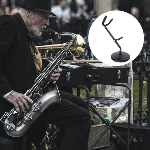 Toddmomy Foldable Alto Saxophone Stand Iron Bracket with Non-slip Base Saxophone Storage Rack Holder for Alto Sax Playing and Display in Kuwait