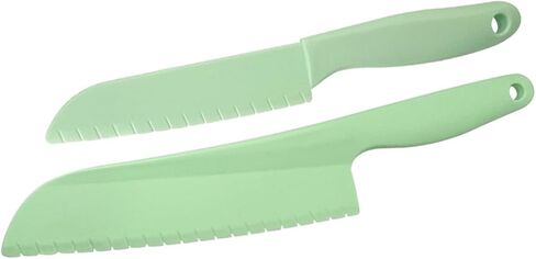 2Pcs Green Lettuce Knife Cutter Set,Professional kitchen Cooking plastic Serrated knife for Veggies, Salad,Fruit,Cake, Bread and More in Saudi Arabia
