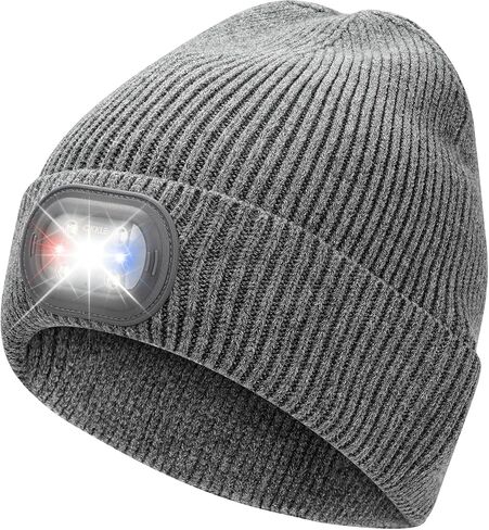 Unisex LED Beanie with Light, USB Rechargeable Headlamp Hat, Winter Gifts for Men Women Husband Him Black in Saudi Arabia