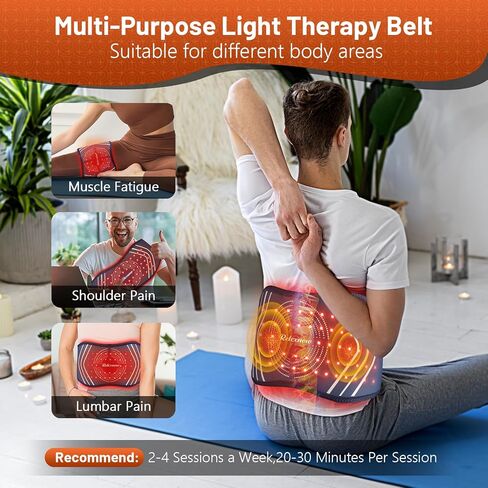 Red Light Therapy Belt for Body, Cordless Infrared Light Therapy Wrap with Vibration 660nm 850nm, Heating Light Therapy Wrap Belt for Back Shoulder Waist Muscle in Kuwait