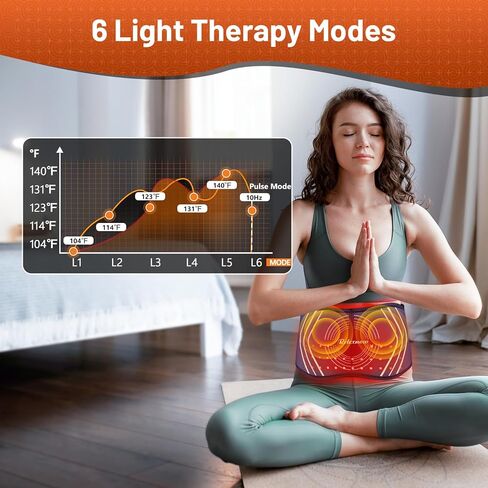 Red Light Therapy Belt for Body, Cordless Infrared Light Therapy Wrap with Vibration 660nm 850nm, Heating Light Therapy Wrap Belt for Back Shoulder Waist Muscle in Kuwait
