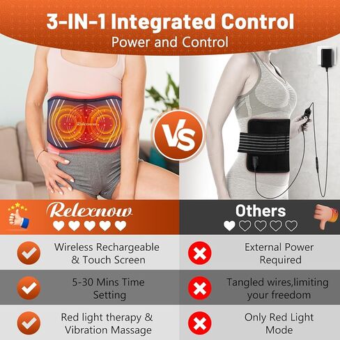 Red Light Therapy Belt for Body, Cordless Infrared Light Therapy Wrap with Vibration 660nm 850nm, Heating Light Therapy Wrap Belt for Back Shoulder Waist Muscle in Kuwait