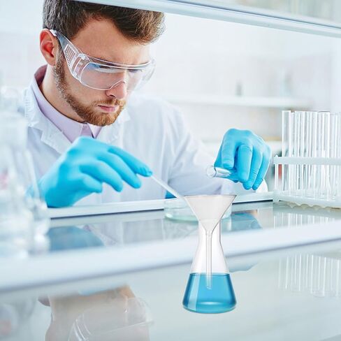 مجموعة قمع زجاجية قصيرة الرقبة مكونة من 3 قطع من GARVALON، قمع زجاجية مختبرية واسعة الفم مقاس 100 مم لصب السوائل بدقة والاستخدام العلمي in Kuwait