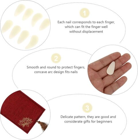 مجموعة Zerodeko Professional Guzheng للأظافر المزيفة، شريط لاصق، حجم صغير من أعواد الأصابع البيضاء للبالغين، ملحقات أظافر Guzheng للعب وممارسة الآلات الخيطية in Kuwait