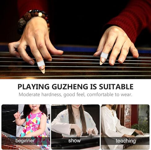 Zerodeko Guzheng أظافر الأصابع سميكة القرن أغطية الأظافر وهمية متوسطة الحجم لون عشوائي Guzheng الممارسة يختار الأصابع سلسلة استخدام الأداة in Kuwait