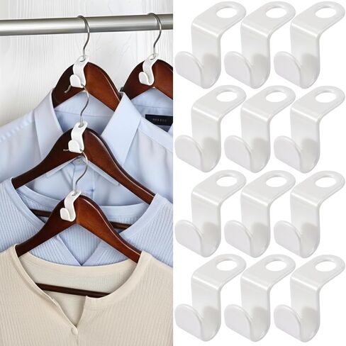 100 Pcs Hanger Hooks Space Saver, Heavy Duty Hanger Connector Hooks, Cascading Hanger Extender for Closet Storage Organization, White Hanger Extender Hooks for Clothes Coats Pants in Saudi Arabia