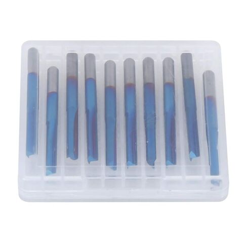 ZDZCYS17DL 10Pcs Cemented Carbide Milling Cutter, 3.175mm Handle, 2 Flute Straight, Blue Coating, for Wood MDF Acrylic PVC EVA Foam Plywood Processing in Kuwait