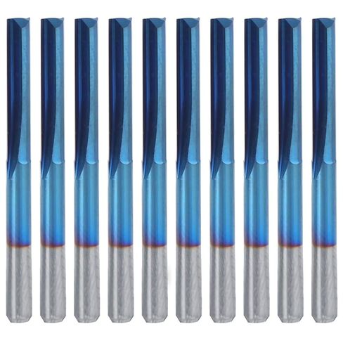 ZDZCYS17DL 10Pcs Cemented Carbide Milling Cutter, 3.175mm Handle, 2 Flute Straight, Blue Coating, for Wood MDF Acrylic PVC EVA Foam Plywood Processing in Kuwait