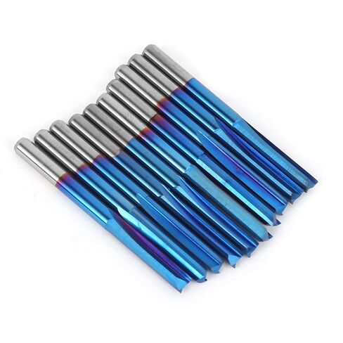 ZDZCYS17DL 10Pcs Cemented Carbide Milling Cutter, 3.175mm Handle, 2 Flute Straight, Blue Coating, for Wood MDF Acrylic PVC EVA Foam Plywood Processing in Kuwait
