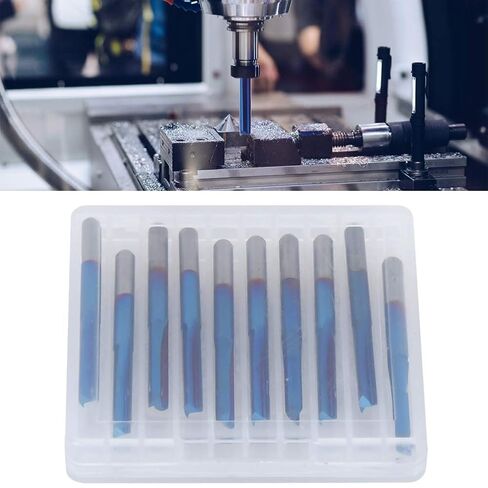 ZDZCYS17DL 10Pcs Cemented Carbide Milling Cutter, 3.175mm Handle, 2 Flute Straight, Blue Coating, for Wood MDF Acrylic PVC EVA Foam Plywood Processing in Kuwait