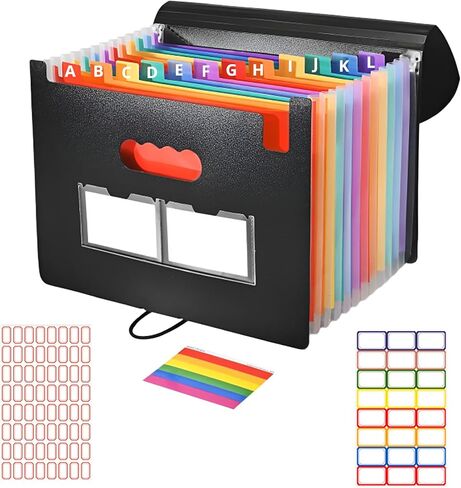 25 Pockets Accordion File Organizer 2 Packs Desktop Expanding File Folders with Colorful tabs for Paper Receipts, Bills&Taxes Organizer, Letter/A4 Size Document Holder for School, Office, Home in Kuwait