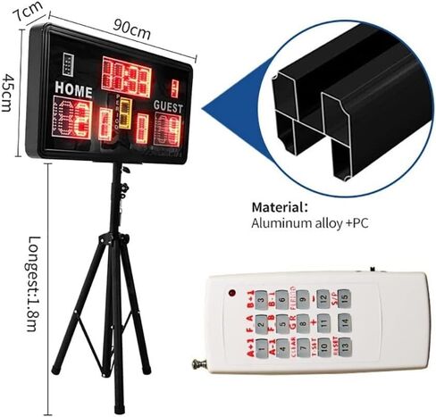 LED Football Replacement Board Portable LED Scoreboard, Basketball/BaseballGame Digital Scoreboard with Remote Control with Buzzer, with Tripod Portable Replacement Plate in Kuwait