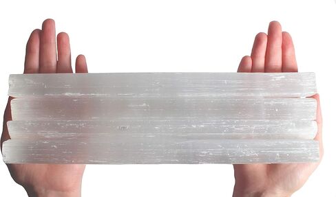4 Pack Large Selenite Crystal Sticks - 10-12" Inch Selenite Wand - Charging Plate, Cleansing, Protection, Chakra Balancing, Healing Natural Stone, Positive Energy, Large Raw Rough Wand in Kuwait