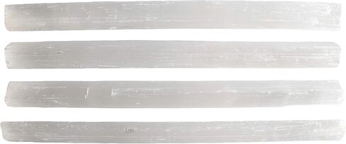 4 Pack Large Selenite Crystal Sticks - 10-12" Inch Selenite Wand - Charging Plate, Cleansing, Protection, Chakra Balancing, Healing Natural Stone, Positive Energy, Large Raw Rough Wand in Kuwait