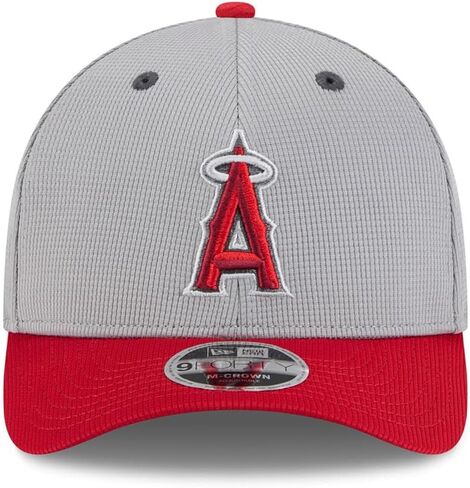 New Era LA Los Angeles Angels 9FORTY M-Crown 2025 Batting Practice Snapback Cap, Adjustable Hat Grey Red in Saudi Arabia