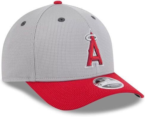 New Era LA Los Angeles Angels 9FORTY M-Crown 2025 Batting Practice Snapback Cap, Adjustable Hat Grey Red in Saudi Arabia