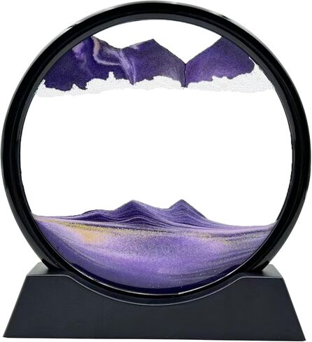 حركة سائلة لفن الرمل المتحرك، ديكور رملي ثلاثي الأبعاد بلون الرمال المتحركة في أعماق البحار، صورة فنية رملية متحركة زجاجية مستديرة للاسترخاء على سطح المكتب والمنزل والمكتب (7 بوصة-أزرق) in Kuwait