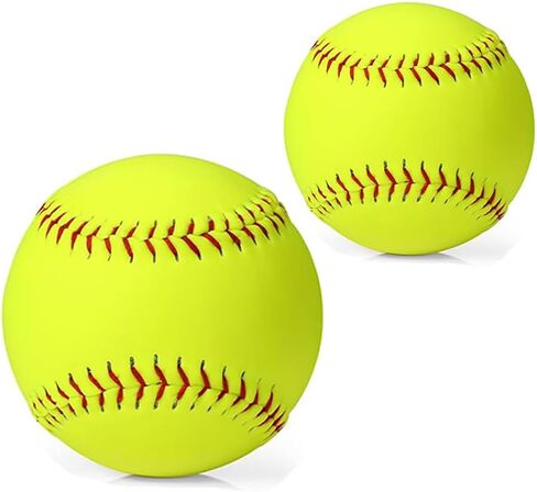 LOOEEL 11" & 12" Training Softballs,Official Size and Weight Practice Softball,Leather Covered Fast Pitch Practice & Training Balls for Ball Sports Softballs for Games.-Yellow in Saudi Arabia