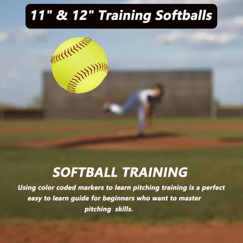 LOOEEL 11" & 12" Training Softballs,Official Size and Weight Practice Softball,Leather Covered Fast Pitch Practice & Training Balls for Ball Sports Softballs for Games.-Yellow in Saudi Arabia