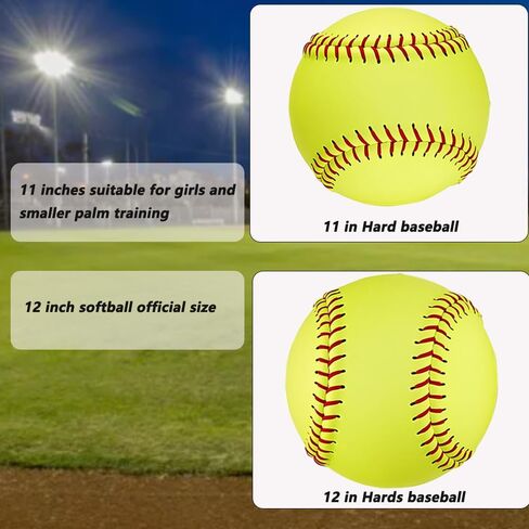 LOOEEL 11" & 12" Training Softballs,Official Size and Weight Practice Softball,Leather Covered Fast Pitch Practice & Training Balls for Ball Sports Softballs for Games.-Yellow in Saudi Arabia