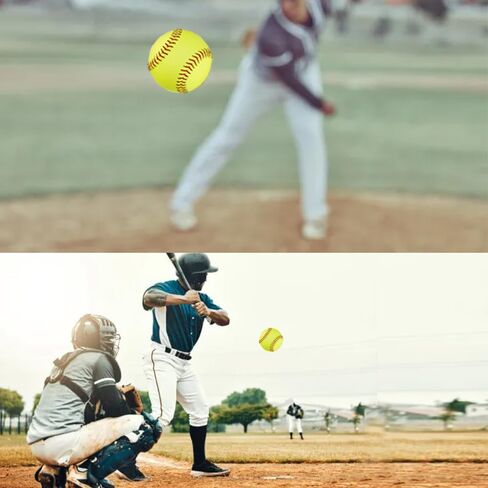 LOOEEL 11" & 12" Training Softballs,Official Size and Weight Practice Softball,Leather Covered Fast Pitch Practice & Training Balls for Ball Sports Softballs for Games.-Yellow in Saudi Arabia