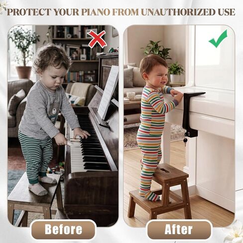 Piano Fallboard Lock, Keyboard Lock with 6.25 Inch Clamp, Keyed Security System with Protective Foam and Adjustable Shims, Easy Install for Home Studio Church in Kuwait