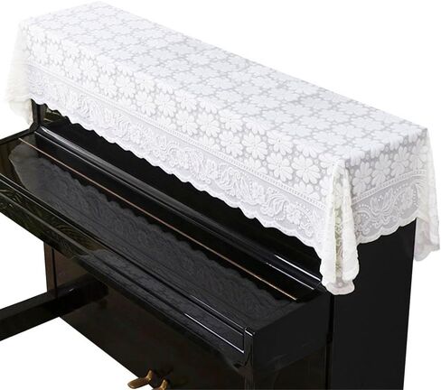 Piano Cover Elegant Lace Embroidery Daisy Decorative Dust-proof Cover for Standard Upright Pianos 78.74 x 35.43 Inch Piano Top Cover in Kuwait