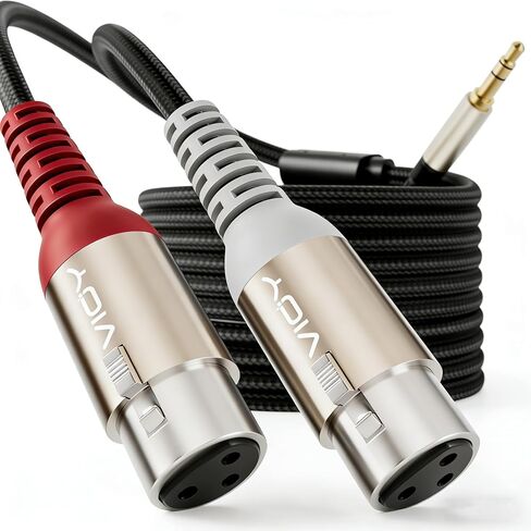 VIOY 3.5MM to Dual XLR Cable 6.6 FT, Unbalanced Aux Male to 2 Female XLR Cord, 1/8 Inch to Microphone Cable for Laptop, Tablat, MP3 Player, Voice Recorder, Amplifier, Sound Board, Mixer, Speaker in Saudi Arabia