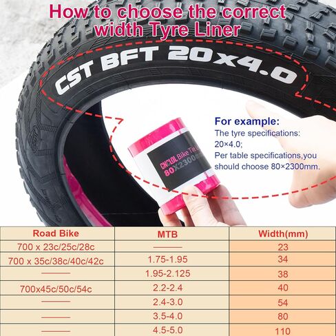 بطانة إطار الدراجة ذاتية اللصق، دراجة جبلية/طريق، واقي مسطح للثقب، حماية مضادة للثقب لـ 16 20 24 26 27.5 29 x1.75/1.95/2.125/2.4/3/4/5 MTB ebike 700c إطار سميك in Kuwait